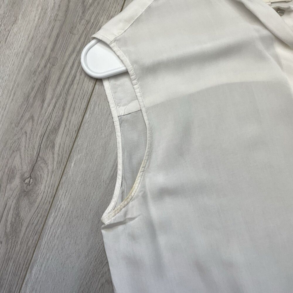 Diesel Buttonup Tunic silk sleeveless tie collar long womens White (medium) - Picture 6 of 6